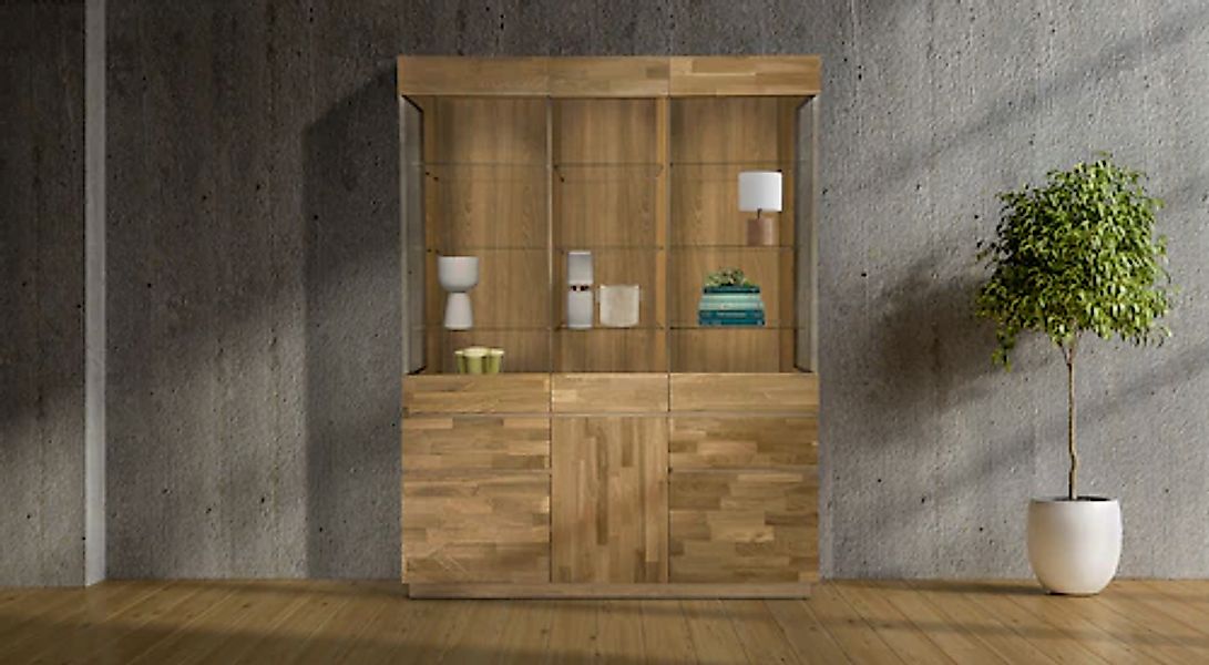 Home affaire Vitrine "Laima", Breite 140 cm, teilmassiv, mit Glastüren günstig online kaufen