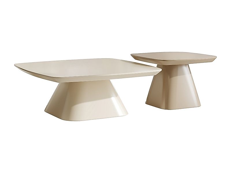 2er-Set MDF-Couchtische - Cremeweiß und Taupe lackiert - NATAZA günstig online kaufen