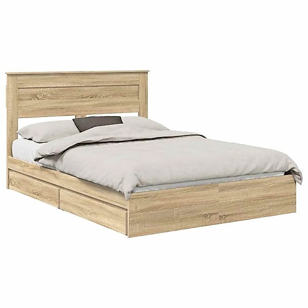 vidaXL Stauraumbett Sonoma-Eiche 160 x 200 cm Holzwerkstoff 3409899 günstig online kaufen