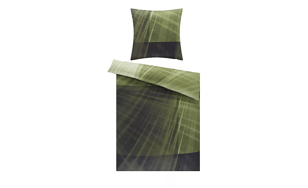 Satin Bettwäsche   Grafik - grün - 100% Baumwolle - 135 cm - Bettwaren > Be günstig online kaufen