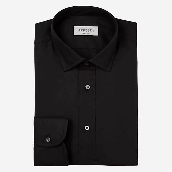 Hemd  einfarbig  schwarz coolmax baumwolle twill, kragenform  modernisierte günstig online kaufen