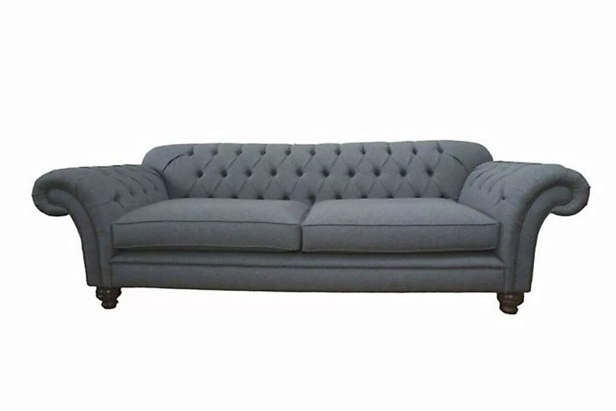 JVmoebel Sofa Graues Sofa Luxus Textil Chesterfield Couch Polster 4 Sitzer günstig online kaufen
