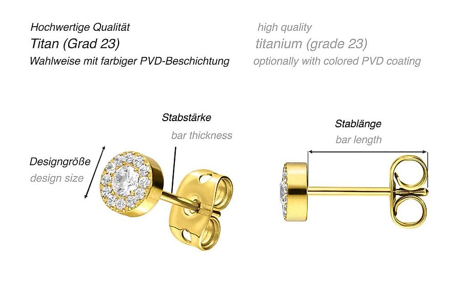 FILANGO Single-Ohrstecker Titan Ohrstecker KRISTALLDISC (Ohrstecker günstig online kaufen