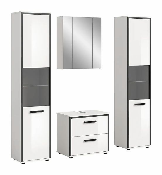 welltime Badmöbel-Set "KAJO, 4-tlg. Badkombination, weiß hochglanz" Set, Se günstig online kaufen