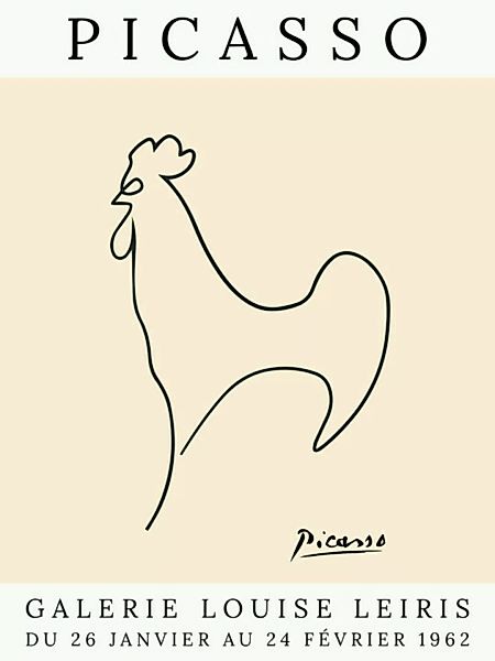 Poster / Leinwandbild - Picasso Hahn – Beige günstig online kaufen