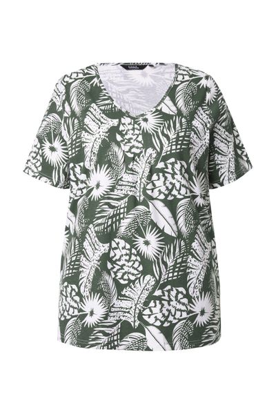 Ulla Popken T-Shirt T-Shirt Federn A-Linie günstig online kaufen