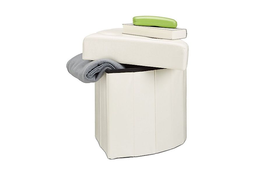 relaxdays Sitzhocker Eckiger Hocker mit Stauraum, weiß günstig online kaufen