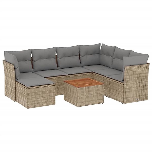 vidaXL 8-Tlg Garten-Sofagarnitur mit Kissen Beige Poly Rattan 3223763 günstig online kaufen