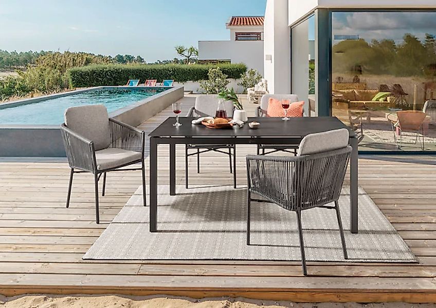 Destiny Garten-Essgruppe »LUCCA CREMONA« 4x Sessel, 1x Tisch, inkl. Auflage günstig online kaufen