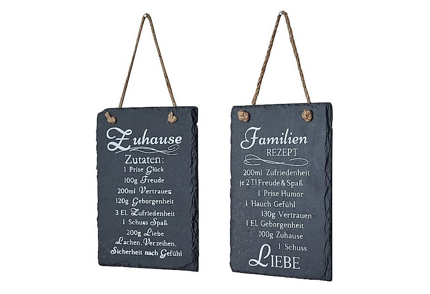 Levandeo® Wandbild, 2er Set Wandbilder Sprüche 15x20cm Rezept Schilder Fami günstig online kaufen
