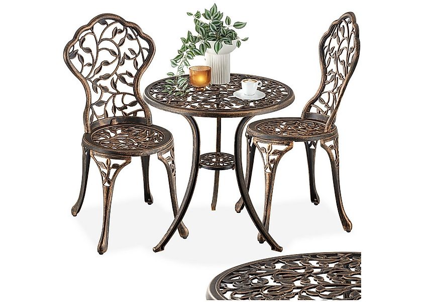 tectake Essgruppe Bistrotisch-Set Lyon für 2 Personen, wetterfestes Alumini günstig online kaufen