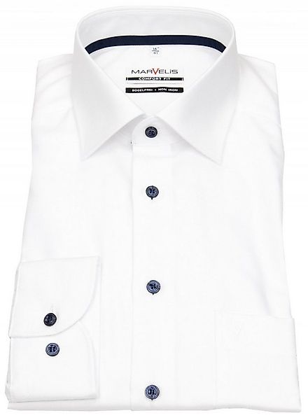 MARVELIS Businesshemd Comfort Fit bügelfrei Kentkragen Kontrastknöpfe günstig online kaufen