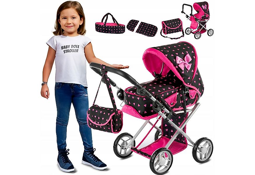 kinderplay Puppenwagen Puppenwagen 3-in-1 – höhenverstellbar & klappbar – S günstig online kaufen