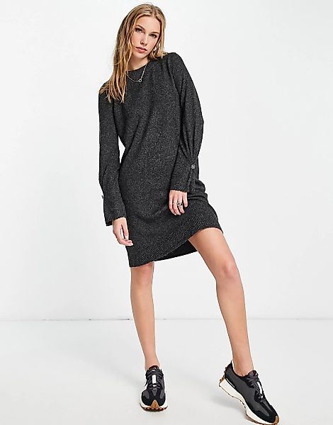 Vero Moda – Pulloverkleid in Schwarz mit Knopfdetail günstig online kaufen