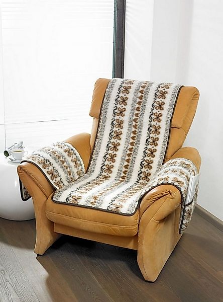 K. & N. Schurwolle Sesselschoner Sesselschoner mit Armlehne und Seitentasch günstig online kaufen