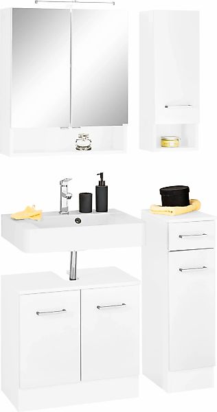 welltime Badmöbel-Set "Ribera" 4 Stk. tlg. Spiegelschrank, Waschplatz, Häng günstig online kaufen