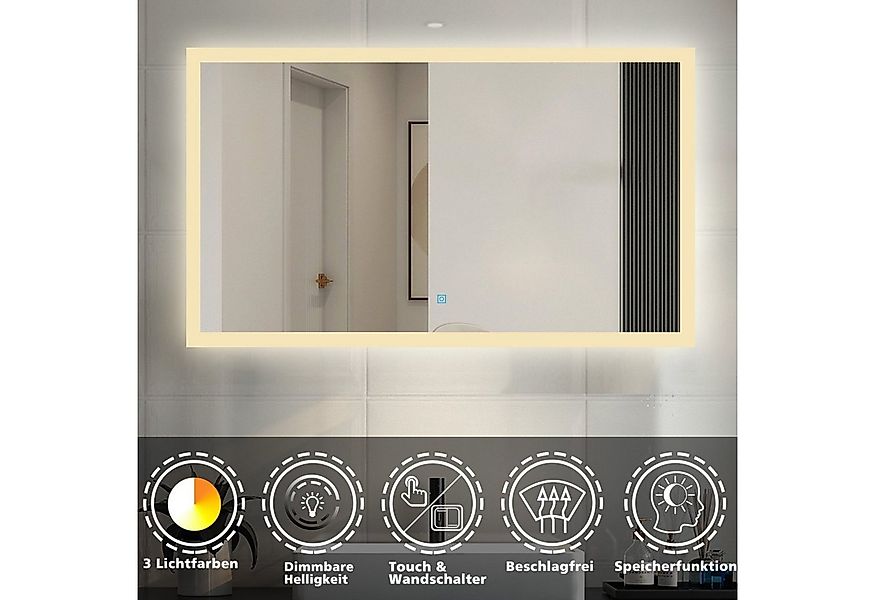 duschspa Badspiegel Wandspiegel mit LED Beleuchtung Kaltweiß Warmweiß wählb günstig online kaufen