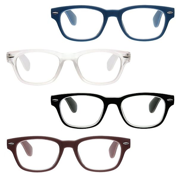 UrbanSky Lesebrille "AL", 4er-Set - Trapezform, Kunststoff, Federscharniere günstig online kaufen