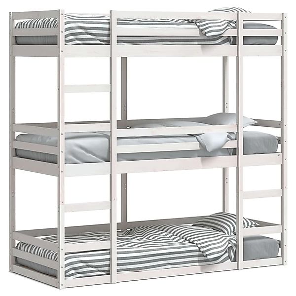 vidaXL Dreifach-Etagenbett Weiß 90x200 cm Massivholz Kiefer 3284255 günstig online kaufen