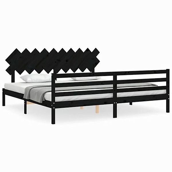 vidaXL Bett Massivholzbett mit Kopfteil Schwarz 200x200 cm günstig online kaufen