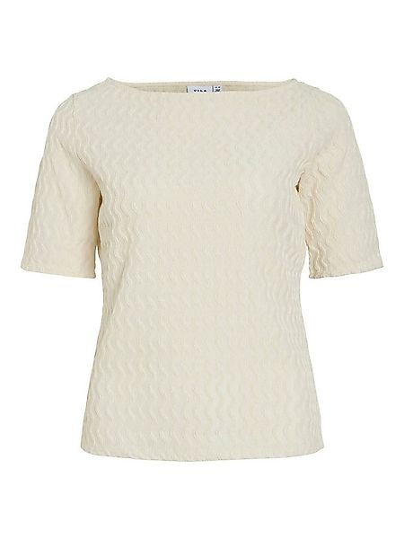 Vila Blusenshirt Kurzarm Struktur Design mit U-Boot Rundhals VIROMILA BOATN günstig online kaufen