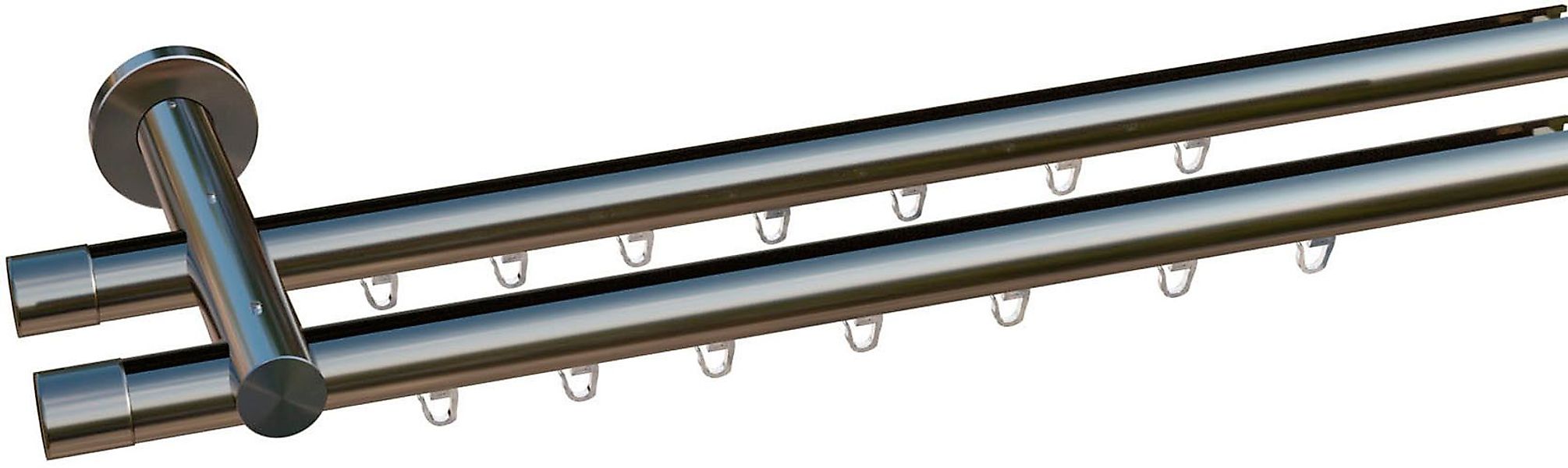 my home Gardinenstange "Kappe 2-Lauf" Ø 20 mm 2 läufig-läufig Fixmaß Innenl günstig online kaufen