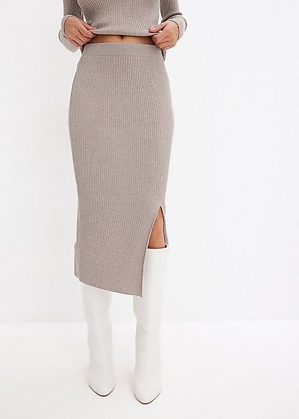 bonprix Strickrock mit Glitzer-Details und seitlichem Schlitz günstig online kaufen
