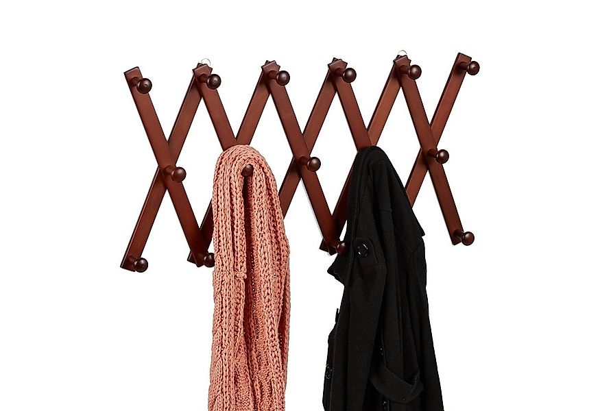 relaxdays Wandgarderobe Ausziehbare Wandgarderobe aus Holz günstig online kaufen