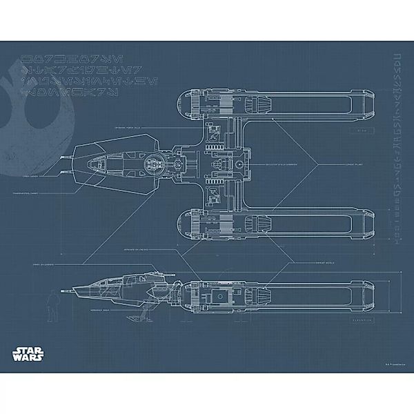 Komar Wandbild Star Wars EP9 Blueprint Y-Wing Star Wars B/L: ca. 50x40 cm günstig online kaufen