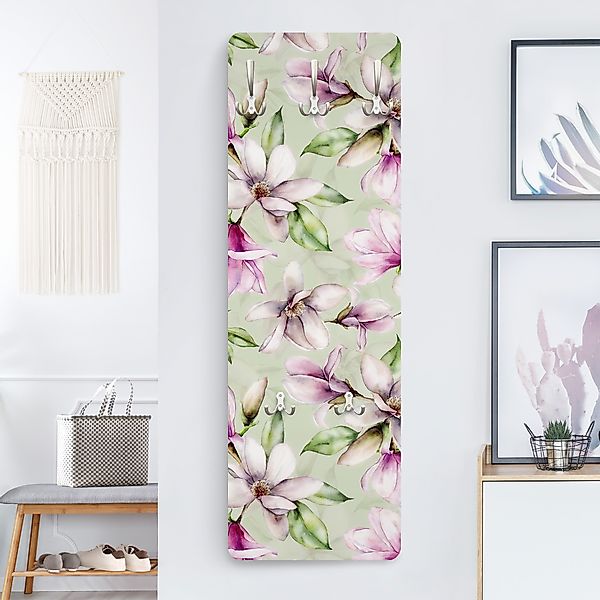 Wandgarderobe Magnolien Illustration auf Mint günstig online kaufen