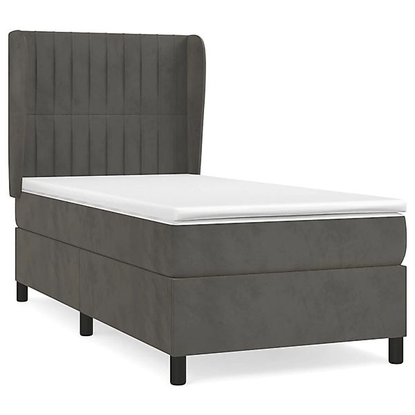 vidaXL Boxspringbett mit Matratze Dunkelgrau 90x200 cm Samt1394537 günstig online kaufen