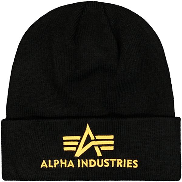 Alpha Industries  Mütze 3D Beanie - black/yellow gold günstig online kaufen