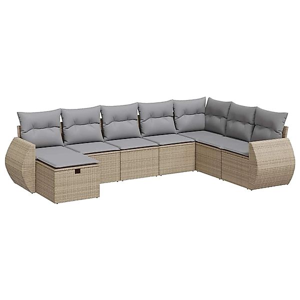 vidaXL 8-Tlg Garten-Sofagarnitur mit Kissen Beige Poly Rattan 3325635 günstig online kaufen