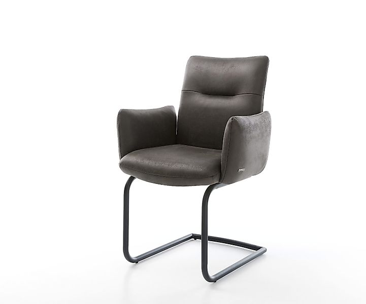 Freischwinger Jova-Flex mit Armlehnen Mikrofaser Anthrazit Vintage Freischw günstig online kaufen