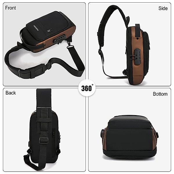 Blusmart Umhängetasche Brusttasche Sling Bag mit USB-Ladeanschluss (Passwor günstig online kaufen