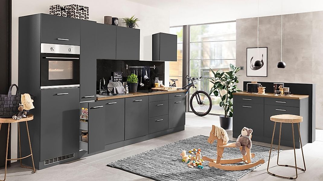 KOCHSTATION Küchenzeile »KS-Kehl«, ohne E-Geräte, Breite 330 cm, für Kühlsc günstig online kaufen
