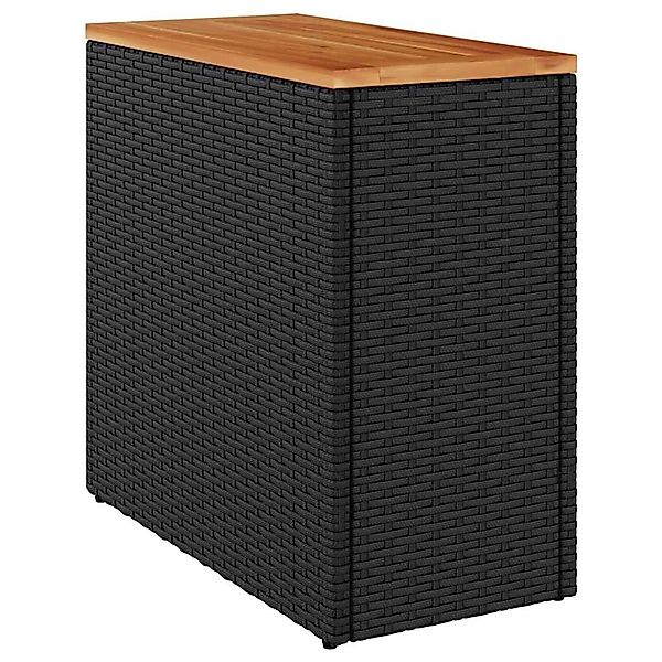 vidaXL Garten-Beistelltisch mit Holzplatte Schwarz 58x27,5x55cm Rattan 3659 günstig online kaufen