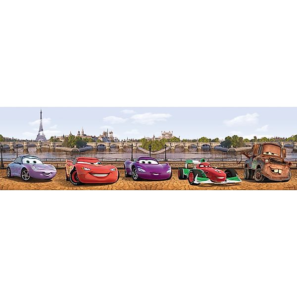 Disney Selbstklebende Tapetenbordüre Cars Braun und Blau 14 x 500 cm 600010 günstig online kaufen