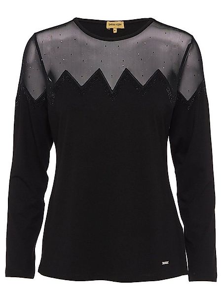 Sarah Kern Langarmshirt Longsleeve figurbetont mit transparentem Besatz günstig online kaufen