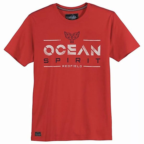 redfield Rundhalsshirt Große Größen Herren T-Shirt rot Print Ocean Spirit R günstig online kaufen