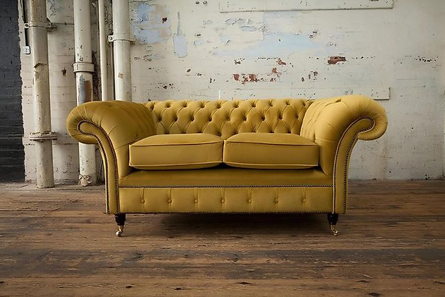 Xlmoebel Sofa Zweisitzer Samtsofa Chesterfield Designer-Couch in Gelb, Herg günstig online kaufen