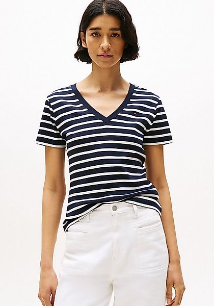 Tommy Hilfiger T-Shirt SLIM CODY V-NK SS mit V-Ausschnitt und Streifen Baum günstig online kaufen