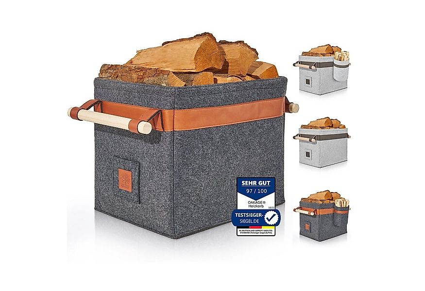 OAKAGE Kaminholzkorb Holzkorb für Kaminholz Feuerholzkorb Brennholzkorb Kam günstig online kaufen