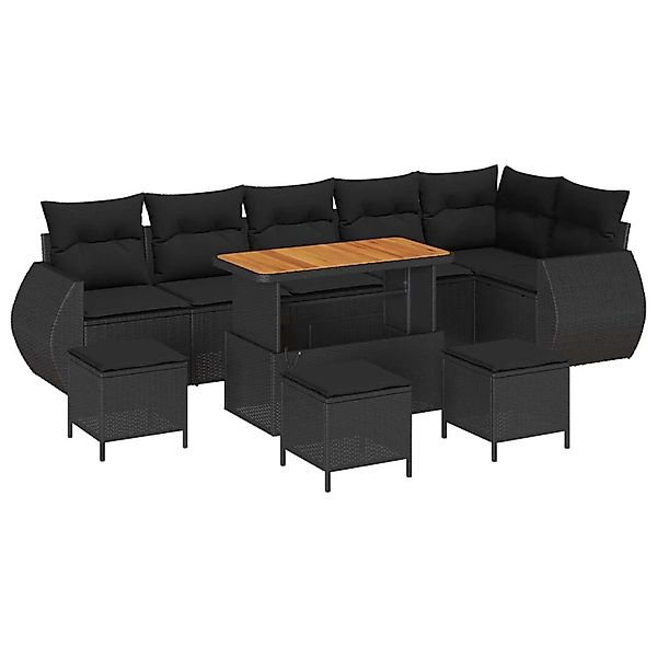vidaXL Gartensofa-Set mit Kissen mit Kissen 10 Stk Schwarz Poly Rattan 3363 günstig online kaufen