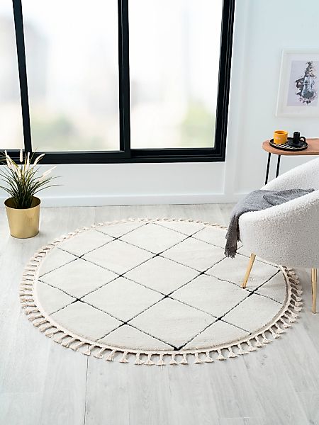 Myflair Möbel & Accessoires Hochflor-Teppich "Moroccan Square" rund 24 mm H günstig online kaufen