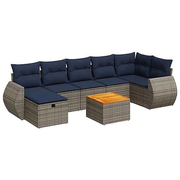 vidaXL 8-Tlg Garten-Sofagarnitur mit Kissen Grau Poly Rattan 3325855 günstig online kaufen