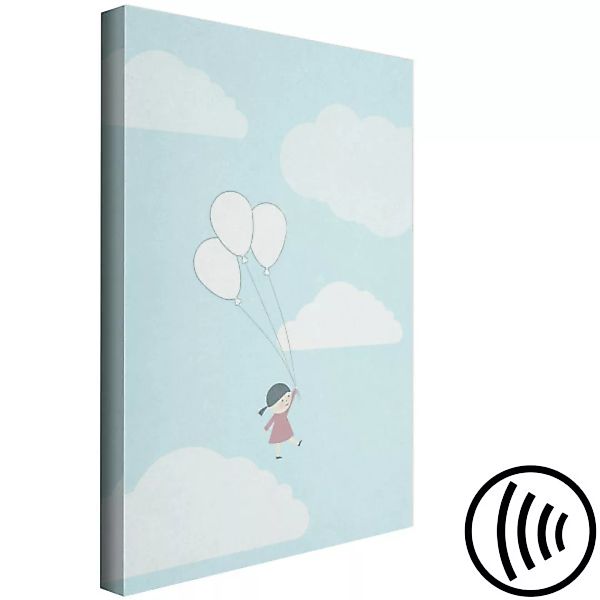 Leinwandbild Mit dem Kopf in den Wolken – ein Mädchen mit Luftballons zwisc günstig online kaufen