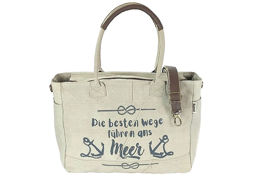 Sunsa Handtasche XXL Damen Tasche aus Canvas & Leder. Strandtasche, Maritim günstig online kaufen