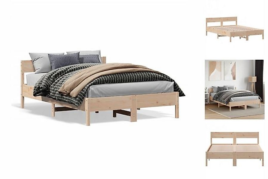 vidaXL Bettgestell Massivholzbett mit Kopfteil 140x190 cm Kiefer Bett Bettg günstig online kaufen