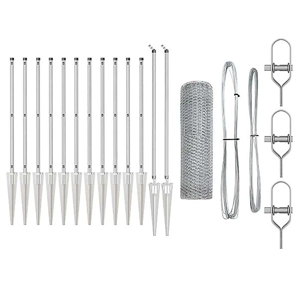 vidaXL Zaunpfosten Silber 25 x 0,8 m 13 mm Mesh Stahl 3353372 günstig online kaufen